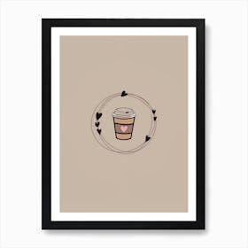 Coffee Cup With Hearts Art Print