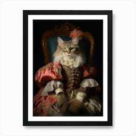 Cat In Medieval Robes Rococo Style  11 Art Print