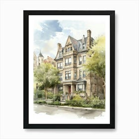 Boston Neighborhood, Watercolour 3 Art Print