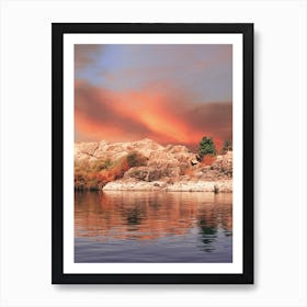 Nile River With Rocks At Sunset Art Print