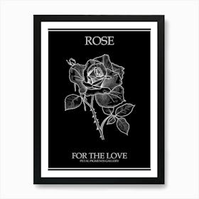 Rose Line Drawing 1 Poster Inverted Póster