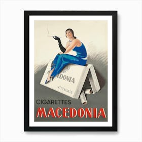 Woman Smoking a Cigarette Vintage Poster Art Print