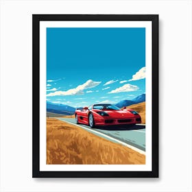 A Ferrari F50 In The Andean Crossing Patagonia Illustration 2 Art Print