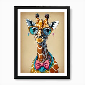 Giraffe With Glasses Canvas Print Art Print