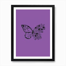 Butterfly With Roses Art Print