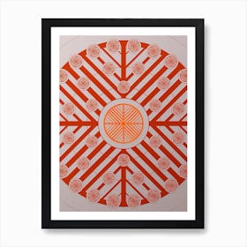 Geometric Abstract Glyph Circle Array in Tomato Red n.0099 Art Print