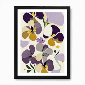 Pansy Wildflower Modern Muted Colours Art Print