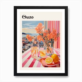 Ouzo 2 Retro Cocktail Poster Art Print