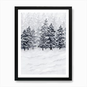 Snowy Pine Trees Poster