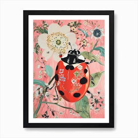 Floral Animal Painting Ladybug 2 Art Print