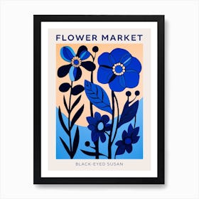Blue Flower Market Poster Black Eyed Susan 1 Art Print