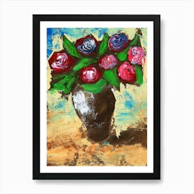 Seven Roses -floral painting flowers vertical Anton Maliar Art Print