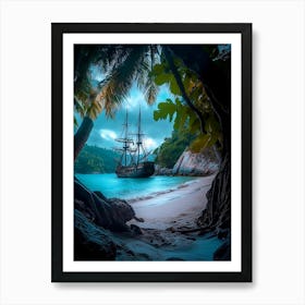 Pirate Ship On The Beach 1 Art Print