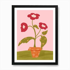 Flower Pot - Cats in Flowers - Floral Cat Art Art Print