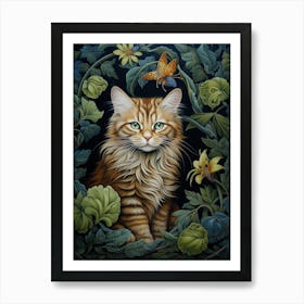 Floral Cat In Botanical Garden 3 Art Print