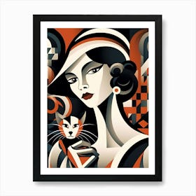 Lady With Cat Art Print