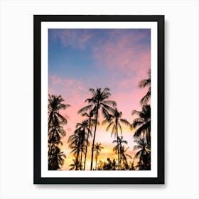 Sunset over palm trees | Pastel colors | Koh Samui 1 Art Print