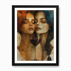 Two Women Drinking Wine 4 Art Print