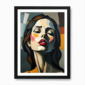 Woman With Red Lipstick Art Print