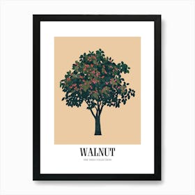 Walnut Tree Colourful Illustration 3 Poster Art Print