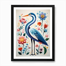 Scandinavian Bird Illustration Great Blue Heron 2 Art Print