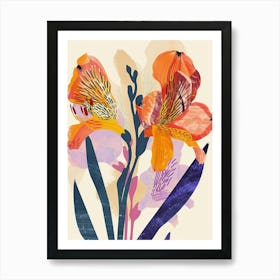 Colourful Flower Illustration Freesia 4 Art Print