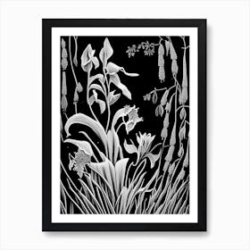 Harebell Wildflower Linocut 2 Art Print