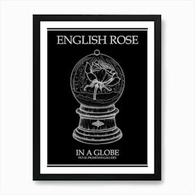 English Rose In A Globe Line Drawing 3 Poster Inverted Art Print