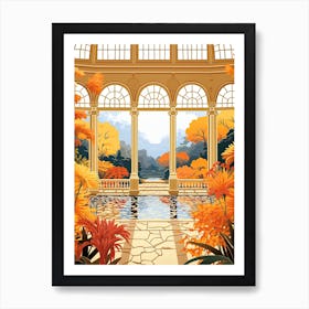 Longwood Gardens, Usa In Autumn Fall Illustration 2 Art Print