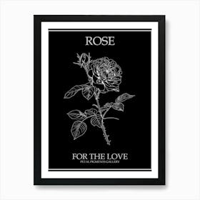 Black And White Rose Line Drawing 5 Poster Inverted Art Print