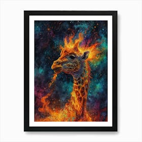 Giraffe On Fire Art Print