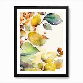 Autumn Leaves Watercolor Painting nature Art Print