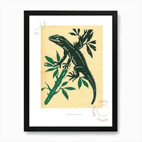 Lizard In The Leaves Bold Block 2 Poster Art Print