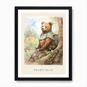 Beatrix Potter Inspired  Animal Watercolour Brown Bear 1 Art Print