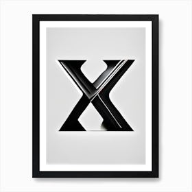 X  Letter, Alphabet Retro Minimal 2 Art Print