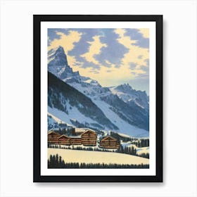 Engelberg, Switzerland Ski Resort Vintage Landscape 1 Skiing Poster Art Print