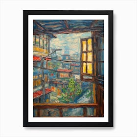 Window View Of Tokyo In The Style Of Expressionism 1 Art Print