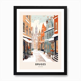 Vintage Winter Travel Poster Bruges Belgium 3 Poster