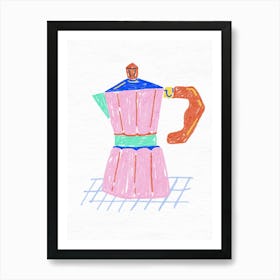 Pink Coffee Moka Pot Art Print