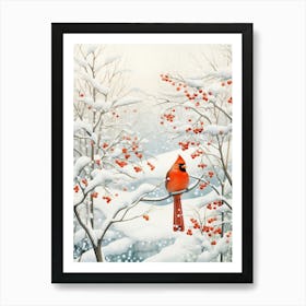Winter Bird Painting Cardinal 4 Art Print