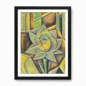 Cubism Flower Watercolor Art Print