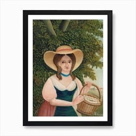Woman With Basket Of Eggs, Henri Rousseau Art Print