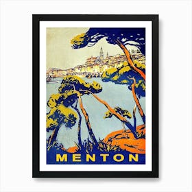 Menton, France, Vintage Travel Poster Art Print
