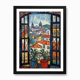 Window View Of Prague In The Style Of Fauvist 3 Art Print