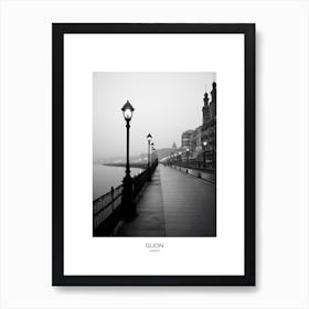 Poster Of Gijon, Spain, Black And White Analogue Photography 2 Art Print