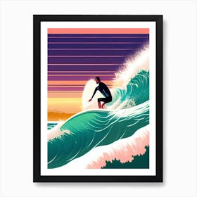 Surfer At  Vintage Sunset Art Print