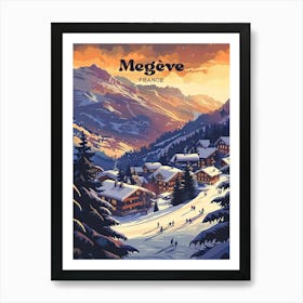 Megeve France Winter Resort Travel Art Art Print