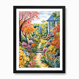 Giverny Gardens, France In Autumn Fall Illustration 3 Art Print