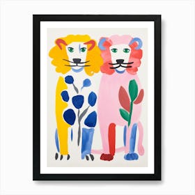 Colourful Kids Animal Art Lion 6 Art Print