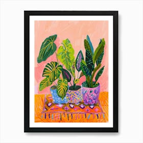 Three Plants On A Table Art Print